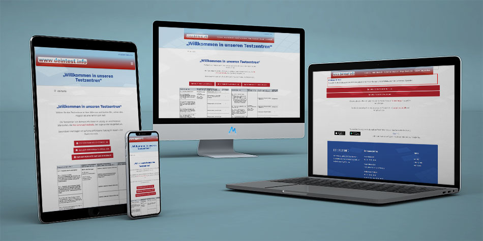 Webseite für Testzentren
